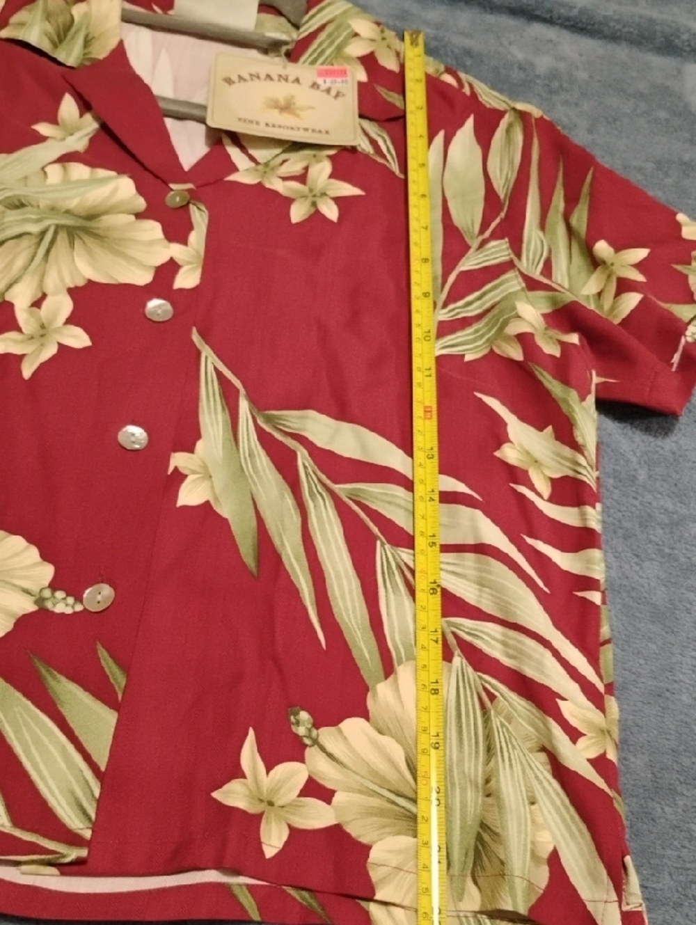 Vintage Banana Bay Red Floral Hawaiian Button-Up Size S - Picture 6 of 9